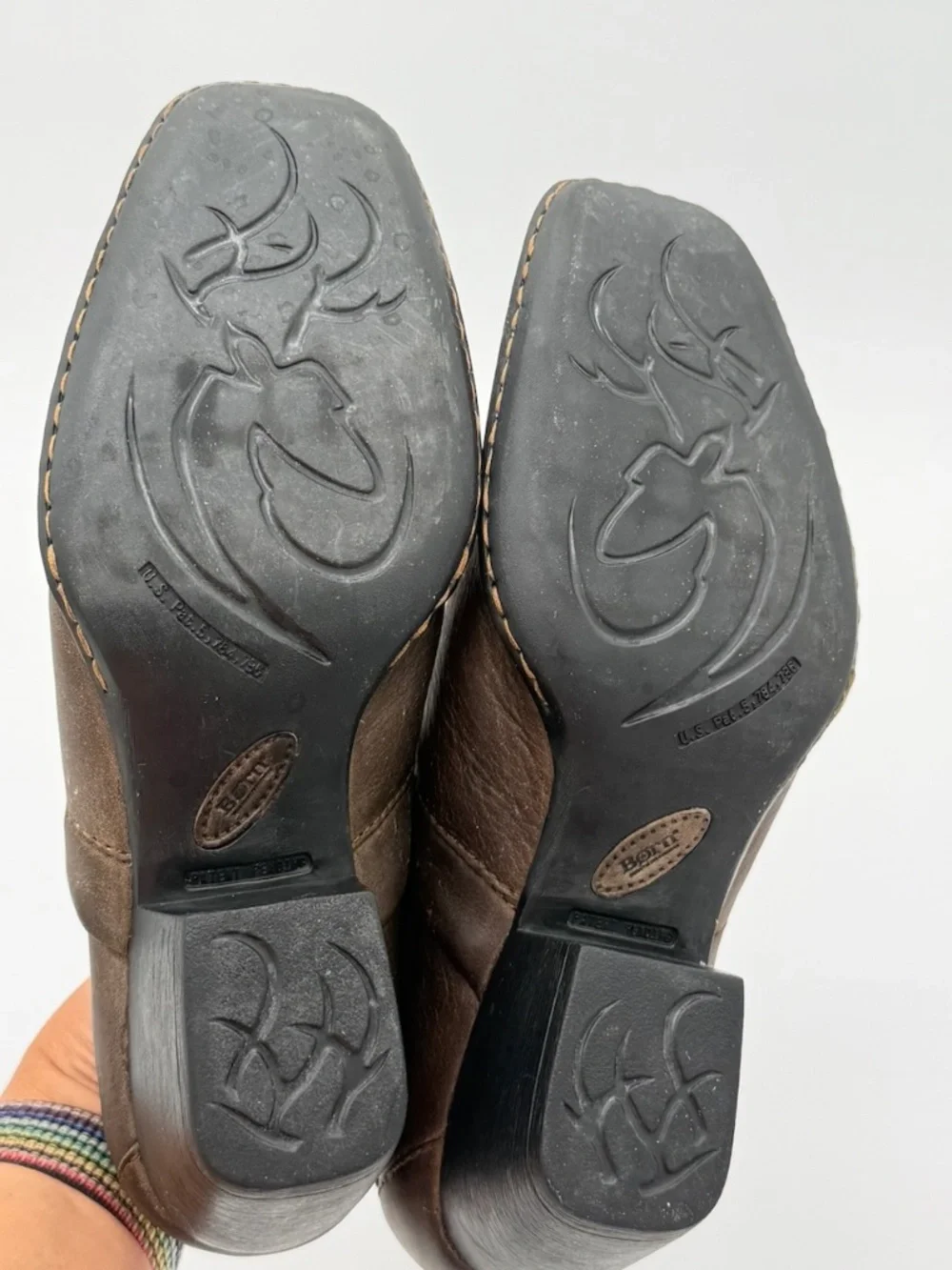 Born Kinney Brown Leather Heeled Clogs Shooties Slip On Shoes Square Toe 9 40.5